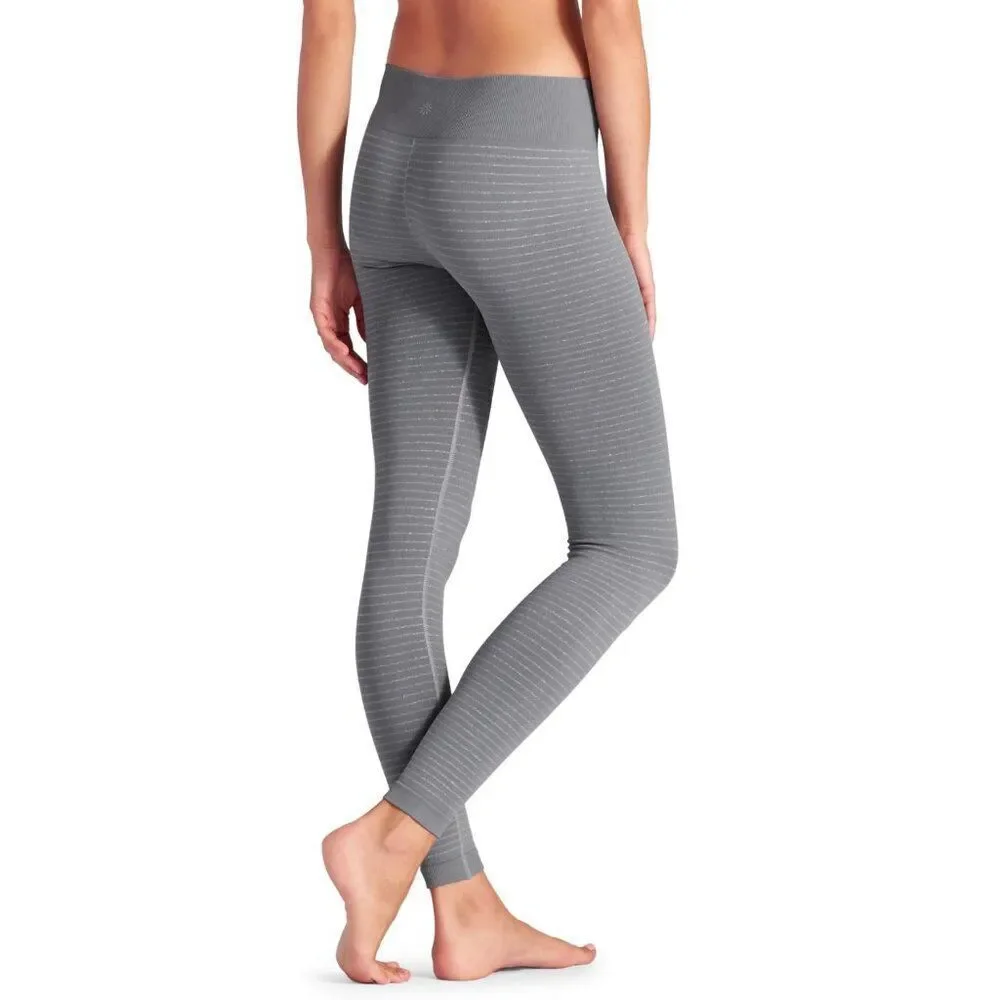 Athleta Grey Shimmer Stripe Tights Full Length Yoga Running Women's Size Medium